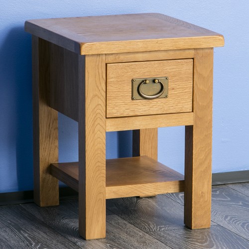 Rustic oak side table - side, solid