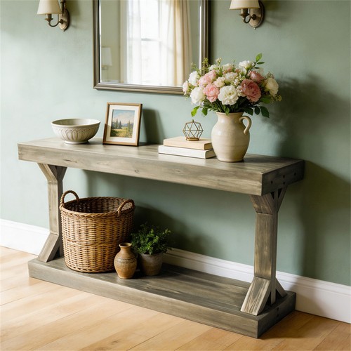 Taupe console table solid - console,