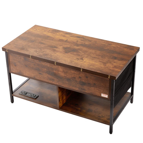 Lift top brown solid wood - top,