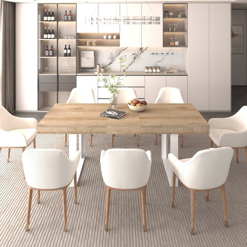 Extendable wooden dining table - wooden,