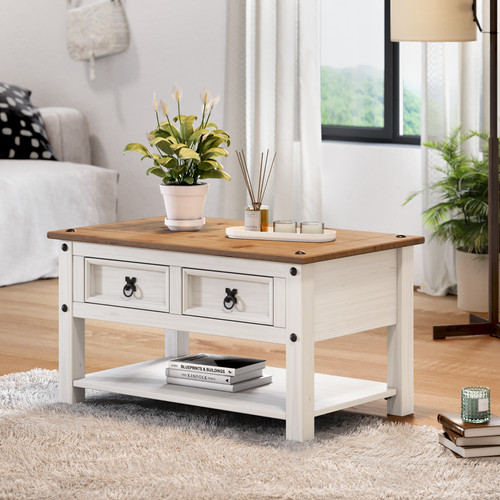 Corona coffee table - coffee, white