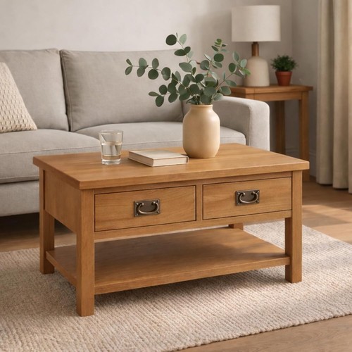 Oak coffee table - coffee, drawers