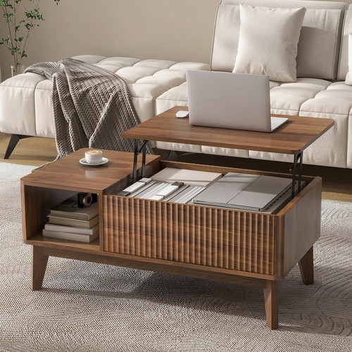Lift top walnut fluted - top,